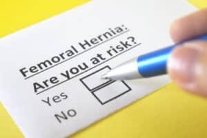 written in text Femoral hernia are you at risk yes or no